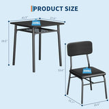 IDEALHOUSE 3-Piece Dining Table Set for 2 with Storage Rack, Wood Kitchen Table with Upholstered Chairs Set of 2, Small Square Table Set with Metal Legs Support, for Dining Room, Living Room, Black IDEALHOUSE