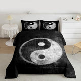 Feelyou Yin Yang Bedding Set for Girls Boys Children Boho Trippy Psychedelic Art Comforter Set Decorative Gossip Pattern Comforter Traditional Ying Yang Theme Duvet Set Full Size 3Pcs Feelyou