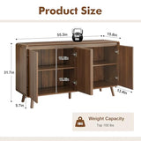 Nasonet Mid Century Modern Buffet Cabinet with Storage, 55 Inch Sideboard Credenza with Doors & Shelves Console Coffee Bar Table for Living Room, Kitchen, Dining Room and Hallway, Walnut Nasonet