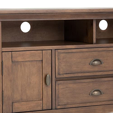 SIMPLIHOME Redmond SOLID WOOD 72 inch Wide Transitional TV Media Stand in Rustic Natural Aged Brown For TVs up to 80 inches for the Living Room and Entertainment Center SIMPLIHOME