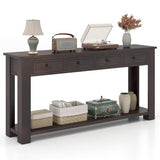 Giantex 63" Farmhouse Console Table with 4 Drawers, Modern Wood Entryway Table, Narrow Long Sofa Tables with Open Storage Shelf for Living Room, Hallway, Entrance, Foyer, Rustic Vintage, Espresso Giantex