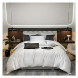 JIQHOHX 3pcs/Set White Duvet Cover Set Egyptian Cotton Luxury Bedding Sets Single Queen King Bed Cover Solid Quilt Cover with Pillowcase,Summer Duvet Cover Sets (F Cover 200X230 cm) JIQHOHX