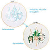 KISSBUTY Full Range of Embroidery Starter Kit with Pattern, Cross Stitch Kit Including Embroidery Fabric with Plant Pattern, Bamboo Embroidery Hoop, Color Threads and Tools Kit (Epipremnum Aureum)