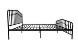 Novogratz Bushwick Modern Metal Bed, Slightly Triangular Headboard and Footboard with Inset Spindles, Adjustable Base Height for Underbed Storage, Requires No Box Spring, King Size - Black Novogratz