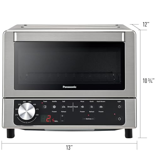 Panasonic FlashXpress Toaster Oven with Double Infrared Heating, 6 Auto Cook Options and Dial Temperature Control, 4-Slice Small Toaster Oven, 1300 Watts, PFAS-free - NB-G200P (Stainless Steel) Panasonic