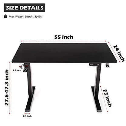 OUTFINE Heavy Duty Dual Motor Height Adjustable Standing Desk Electric Dual Motor Home Office Stand Up Computer Workstation(Black, 55") Desktop Load up to 220lbs - WoodArtSupply