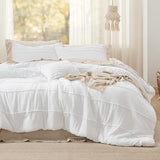 Bedsure White Queen Comforter Set - 4 Pieces Pinch Pleat Bed Set, Down Alternative Bedding Sets for All Season, 1 Comforter, 2 Pillowcases, 1 Decorative Pillow Bedsure