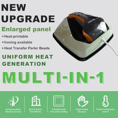 VHLVHL Intelligent Vibration Heat Press Machine for T-Shirts (9 x 9) inch - Portable LED Display Ironing Press - Ideal for T‑Shirts, Hats, Tote Bags, Mugs & Detailed Craft Projects VHLVHL