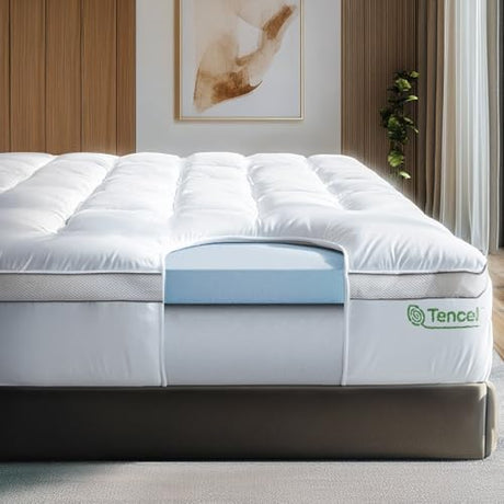 ViscoSoft 4 Inch Pillow Top Memory Foam Mattress Topper Full - Cooling Hybrid Lux Dual Layer Bed Mattress Pad - CertiPur-US Certified ViscoSoft
