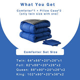 DOWNCOOL Twin Comforter Set -All Season Bedding Comforters Sets with 1 Pillow Case -2 Pieces Bed Set Down Alternative Comforter Set -Blue/Grey Twin Bedding Sets(64"x88") DOWNCOOL