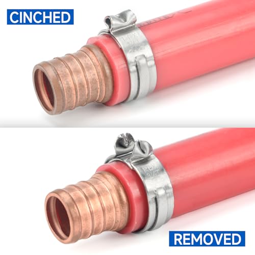 iCrimp PEX Clamp Tool Kit for 3/8-in, 1/2-in, 3/4-in, 1-in PEX Clamp Cinch & Removal, c/w 1/2''(20 Pack) and 3/4''(10 Pack) PEX Clamp Rings, PEX Tubing Cutter iCRIMP