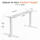 Huuger Dual Motor Electric Standing Desk Frame, Sit Stand up Desk Leg for 47.2” to 86.6” Desktop, Computer Desk Leg with Cable Tray, 3 Memory Height Presets, 2 Hooks, White Frame Only Huuger