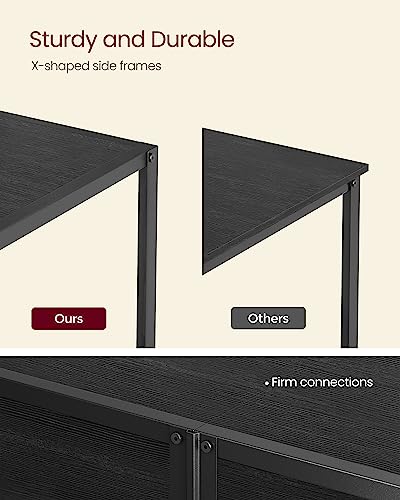 VASAGLE Modern TV Stand for TVs up to 65 Inches, 3-Tier Entertainment Center, Industrial TV Console Table with Open Storage Shelves, for Living Room, Bedroom, Black with Wood Grain ULTV097B22 - WoodArtSupply