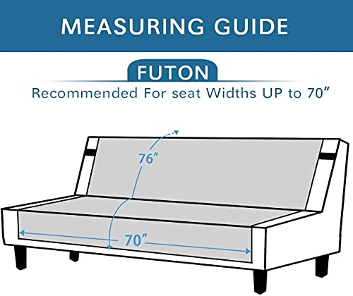 H.VERSAILTEX Futon Cover Reversible Sofa Slipcover Furniture Protector Water Resistant 2 Inch Wide Elastic Straps Sofa Bed Pets Kids Dog Cat Fit Sitting Width Up to 70"(Futon, Black/Grey) H.VERSAILTEX