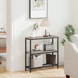 Snughome Console Table with Power Outlets, Entryway Table with Storage, Narrow Sofa Table with 3 Tier Shelves, 2 USB Ports, 2 Power Outlets, Hallway Table for Couch, Living Room, Entrance, Grey Snughome