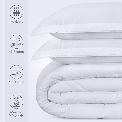 Utopia Bedding White Kids Comforter Set with 2 Pillow Shams, 3 Piece Soft Microfiber Twin Bed Comforter with Pillow Shams, Printed Kids Bedding for Boys and Girls, Lightweight, Breathable,Easy Care Utopia Bedding