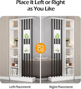 Wall Room Divider with Storage Shelves, Modern Freestanding Room Divider Screen, Open Room Wood Partition for Home & Office Decor (White + Black, 55" L x 9.5" W x 79.5" H) URMUYJJ
