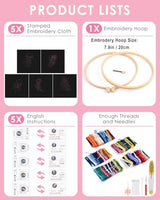 TINDTOP Embroidery Kit for Adults, 5 Sets Jellyfish Embroidery Kit for Beginners Include Embroidery Cloth Hoops Threads for Craft Lover Hand Stitch with Embroidery Skill Techniques