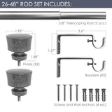 Stockton 26-48 Inch Adjustable Curtain Rod Set, 5/8 Inch Diameter in Walnut Decopolitan