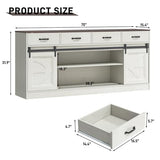 chartustriable 70” Large Long Buffet Sideboard Cabinet w/4 Drawer,Farmhouse Buffet Storage Cabinet,Sliding Door,Buffet, Credenza for Living Room,White chartustriable