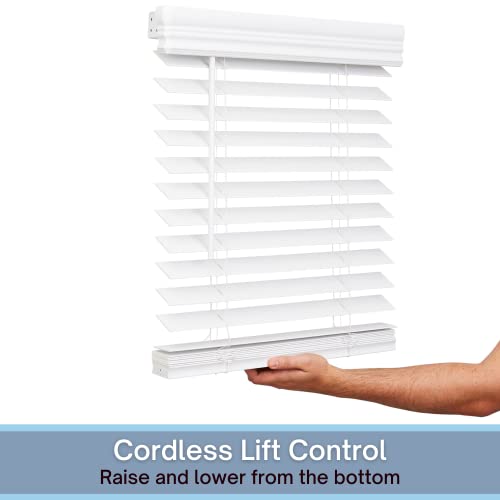 Lotus & Windoware Cordless, 2 Inch Faux Wood Blind, 14" Wide x 84" Long, Window Blinds, Blinds & Shades, Blinds for Indoor Windows, Smooth, Bright White - 14" x 84",Bright White LOTUS & WINDOWARE