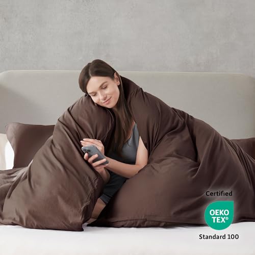 Nestl Twin Duvet Cover Set - Soft Prewashed Chocolate Brown Duvet Cover Twin/Twin XL, 2 Piece, with Zipper Closure, 1 Duvet Cover 68x90 inches and 1 Pillow Sham