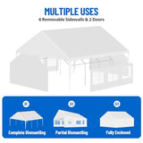 20x20ft Party Tent Heavy Duty Wedding Tent Outdoor Canopy Event Shelters Galvanized Canopy Commercial Tent with Removable Sidewall Windows for Outdoor Events Wedding Birthday Hipicute