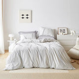 SUSYBAO Aesthetic Striped Duvet Cover King 100% Cotton 3 Pcs Set 1 Abstract Black Stripe Duvet Cover with Zipper Ties 2 Pillowcases Minimalist White Pinstripe Bedding Set Soft Comfy SUSYBAO