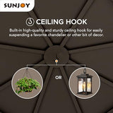 Sunjoy 15 x 15 ft. Octagon Hardtop Gazebo Black Aluminum Roof Gazebo with Metal Ceiling Hook Sunjoy