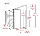 Arrow Yardsaver Compact Galvanized Steel Storage Shed with Pent Roof, 4' x 10' Arrow
