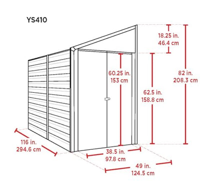 Arrow Yardsaver Compact Galvanized Steel Storage Shed with Pent Roof, 4' x 10' - WoodArtSupply