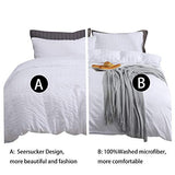 AveLom White Duvet Cover King (104 x 90 inches), 3 Pieces (1 Duvet Cover + 2 Pillow Cases), Seersucker Textured Ultra Soft Washed Microfiber, Textured Duvet Cover with Zipper Closure, Corner Ties AveLom