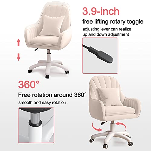XUEGW Home Office Chair Computer Chair with Mid-Back Upholstered Modern Tufted Computer Task Chair Swivel Height Adjustable Velvet Accent Chair. XUEGW