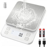 22lb Rechargeable Stainless Steel Scale, Diyife Large Kitchen Food Scale with 0.1g/0.001oz High Precision, LCD Display, 10 Unit, Waterproof IPX67, Washable, Hangable, for Baking, Cooking, White