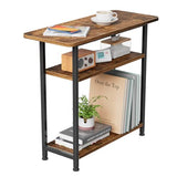Simple Trending 3 Tiers End Table for Living Room, End Table Couch, Nightstand TV Tray Table for Small Spaces, Rustic Brown Simple Trending