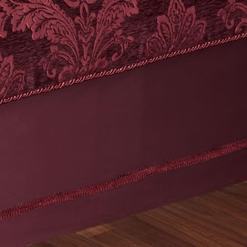 Touch of Class Camelot Luxury Bedding | Robust Burgundy | Matte Satin Damask on Richly Textured Jacquard-Woven Chenille Design | 4 Piece Set Includes King Comforter, Bedskirt, and 2 King Shams Touch of Class