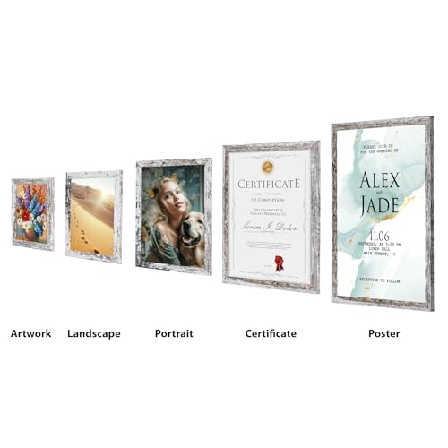 HORLIMER 8x10 Picture Frame Set of 15, Distressed White Picture Frames Display 8 by 10 Photo for Wall or Tabletop HORLIMER