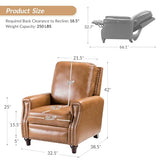 HULALA HOME Genuine Leather Manual Recliner Chair with Adjustable Backrest & Footrest, Mid Century Modern Push Back Recliner with Nailhead Trim & Wood Legs-for Living Room Home Theater, Camel