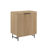 Walker Edison Lowen Contemporary Fluted-Door Accent Cabinet 32 Inch Coastal Oak Walker Edison