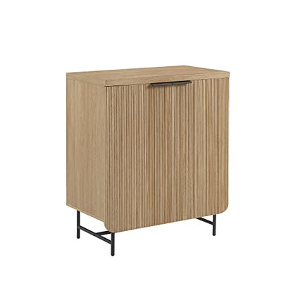 Walker Edison Lowen Contemporary Fluted-Door Accent Cabinet 32 Inch Coastal Oak - WoodArtSupply