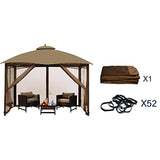 Gazebo Universal Replacement Mosquito Netting – Hugline 10' x 12' Outdoor Mesh Netting Screen 4-Panel Sidewall Curtain with Zipper (Brown) Hugline