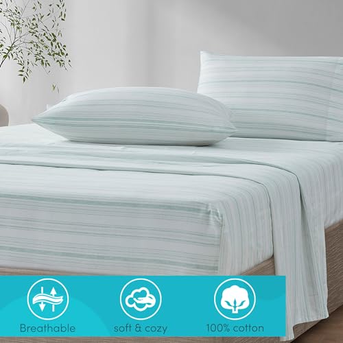 Comfort Spaces 100% Cotton Sheet Set Breathable, Lightweight, Soft with 12" Elastic Pocket Fits up to 14" Mattress, All Season Cozy Bedding, Matching Pillow Case, Twin Good Vibes 3 Piece Comfort Spaces