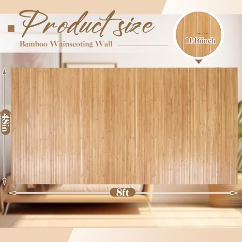 Juexica 1 Pcs Natural Bamboo Wall Panel for Interior Wall 48'' x 96'' Bamboo Covering Renewable Pole Wainscoting Room Divider Decor for Bedroom Living Room Kitchen Island Office (Carbonized) Juexica