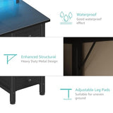 Lufeiya Black Gaming Desk with LED Lights and Power Outlets, 47 inch Computer Desk with Fabric Drawers and Storage Shelves, Home Office Desk with Monitor Stand, Black Lufeiya