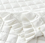 HIARUO 2-Piece Twin Quilt Set - Soft Warm Ultrasonic Reversible Pleated Ruffled Coverlet Bedspread Set (68 x 90 Inch) with 1 Pillow Sham (20 x 26 Inch), Lightweight White HIARUO