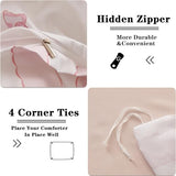 Bildenly Pink Bow Duvet Cover Twin Size Reversible White Pink Bows Striped Bedding Set Kids Girls Cute Comforter Cover Set Soft Breathable Microfiber Quilt Cover with Zipper Closure and 1 Pillowcase Bildenly