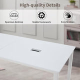 ECOTOUGE 6.5FT Conference Table, 78.7 inch Rectangle Meeting Seminar Table for 6-8 People, Modern Industrial Computer Desk with Cable Management Grommets Business Tables (Only Table), White ECOTOUGE