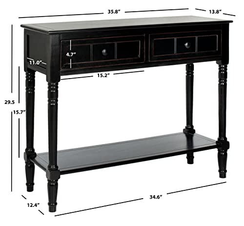 Safavieh American Homes Collection Samantha Distressed/Black 2-Drawer Console Table - WoodArtSupply