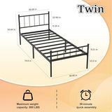 LUBEDCY Queen Metal Platform Bed Frame, Victorian Vintage Style, Wrought Iron Headboard, Steel Slats, No Box Spring Needed (Black, Twin) LUBEDCY