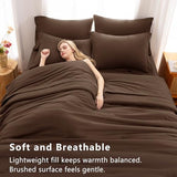 CozyLux Full Size Comforter Sets Brown, 7 Pieces Bed in a Bag Full Comforter Set with Sheets, Luxury Soft Bedding Set with Down Alternative Comforter, Fitted Sheet, Flat Sheet, Pillowcases & Shams